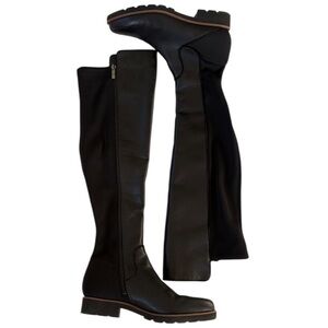 EUC Franco Sarto Leather over The Knee Boots Black Size 7